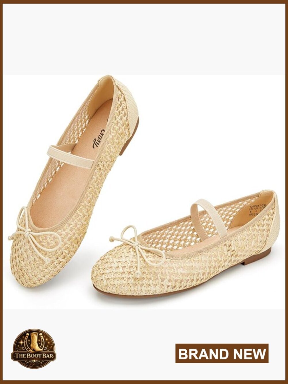 Women's Round Toe Ballet Flats with Elastic Strap and Bowknot, Comfortable